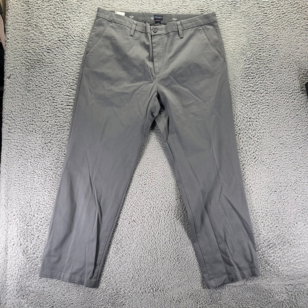 Dockers Smart 360 Flex Pant Mens 38x31 Gray Khakis Straight Leg Classic Stretch
